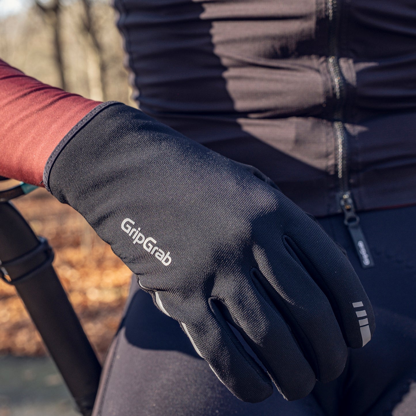 GripGrab PACR Windproof Spring-Autumn Gloves - mustat kolean kelin hanskat
