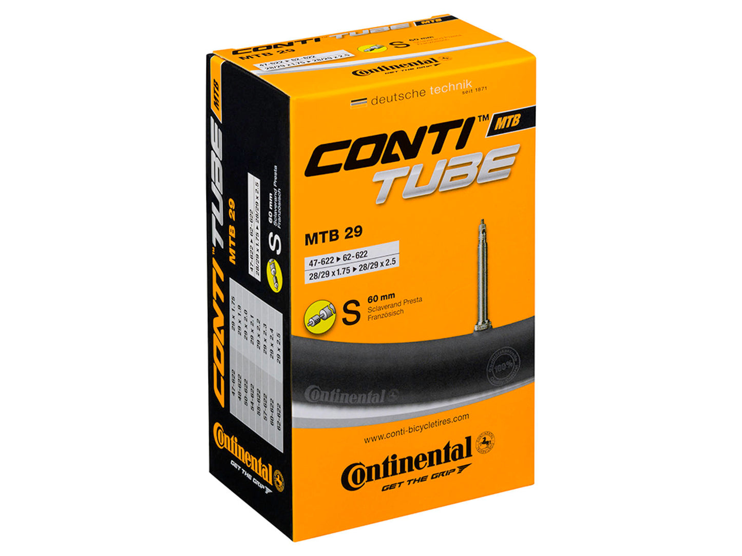 CONTINENTAL MTB Tube 29 x 1,9 - 2,4 (47-62x622) Presta (Removable core) 60 mm