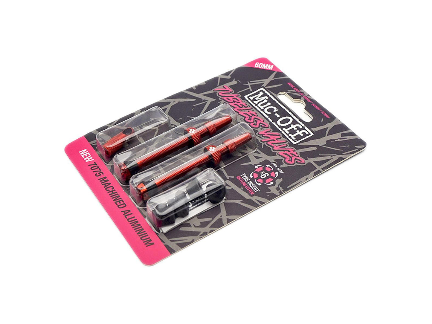 MUC-OFF Tubeless Valve Kit V. 2.0 60 mm - punainen tubeless-venttiilipari