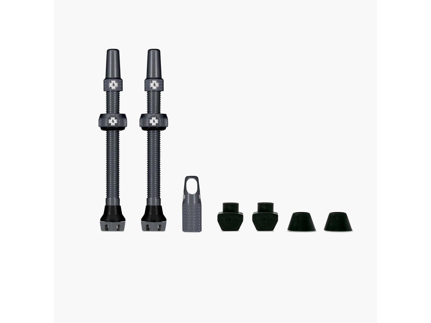 MUC-OFF Tubeless Valve Kit V. 2.0 60 mm - harmaa tubeless-venttiilipari