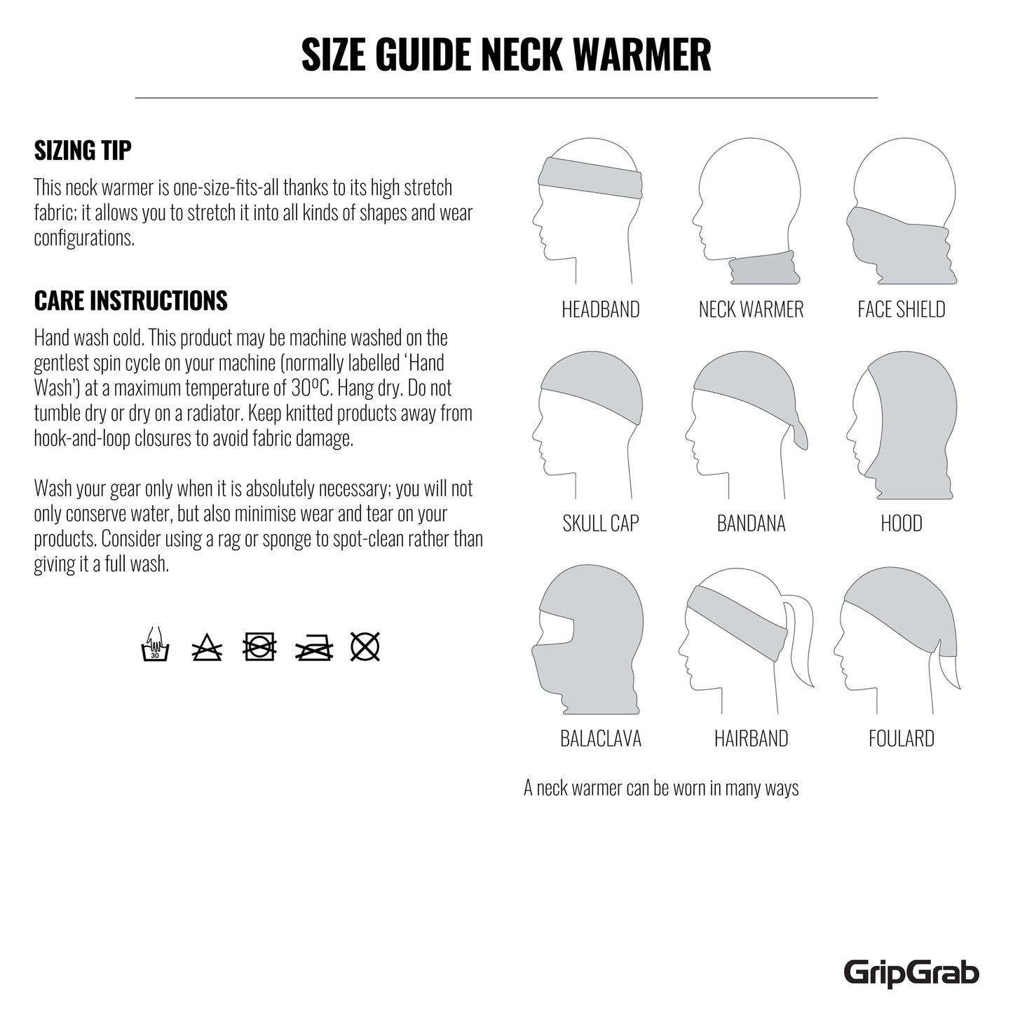 GripGrab Multifunctional Merino Neck Warmer - musta kauluri