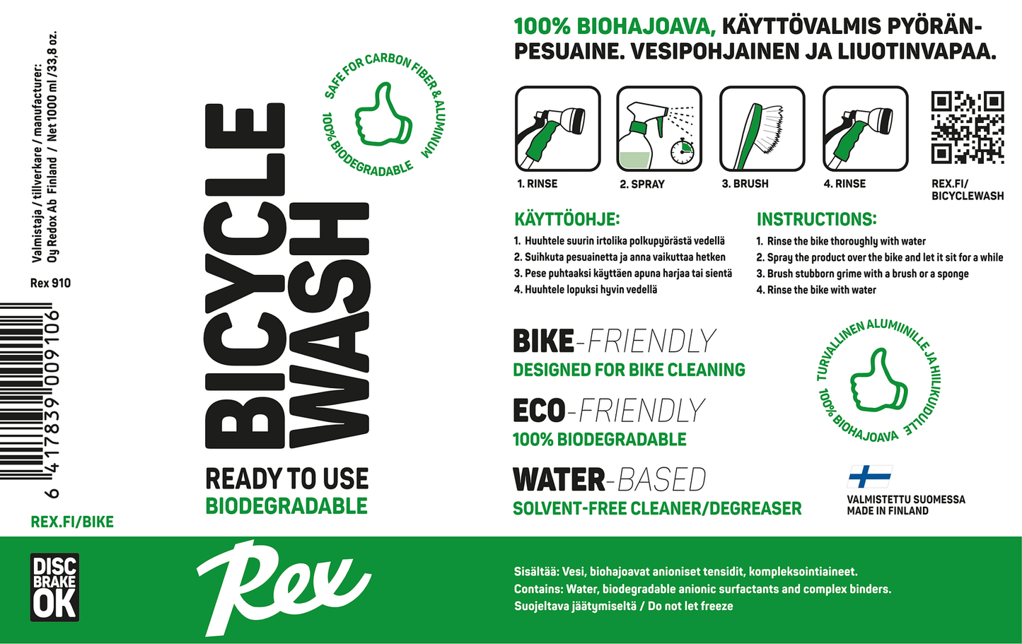 Rex Bicycle Wash 1000 ml - pyöränpesuaine