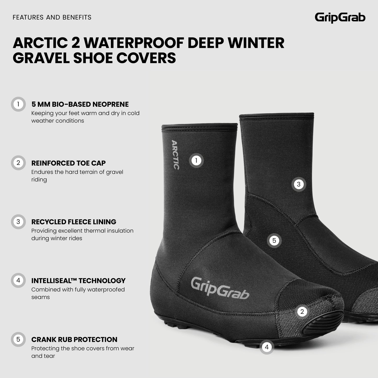 GripGrab Arctic 2 Waterproof Deep Winter Gravel Shoe Covers - kengänsuojat talveen