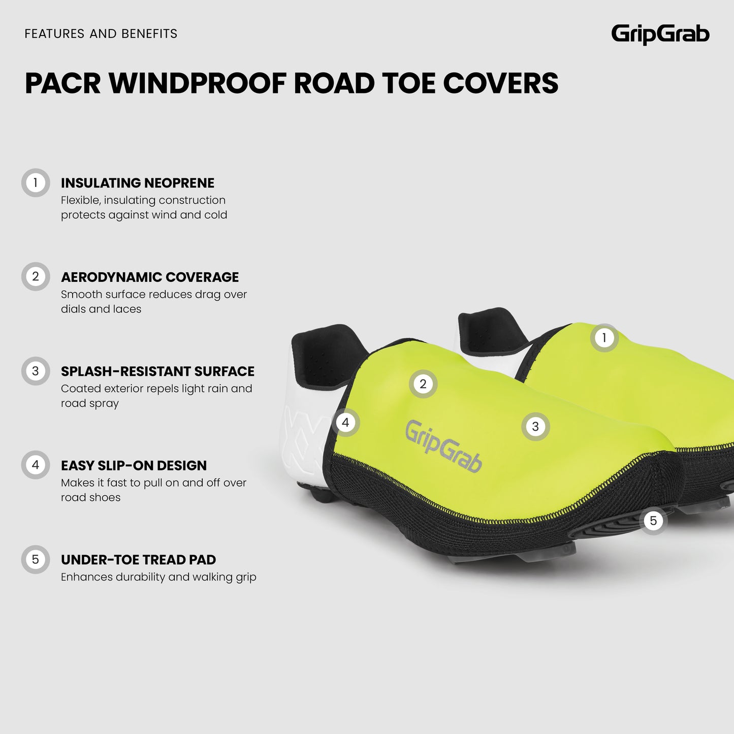 GripGrab PACR Windproof Road Toe Covers Hi-Vis - varvassuoja