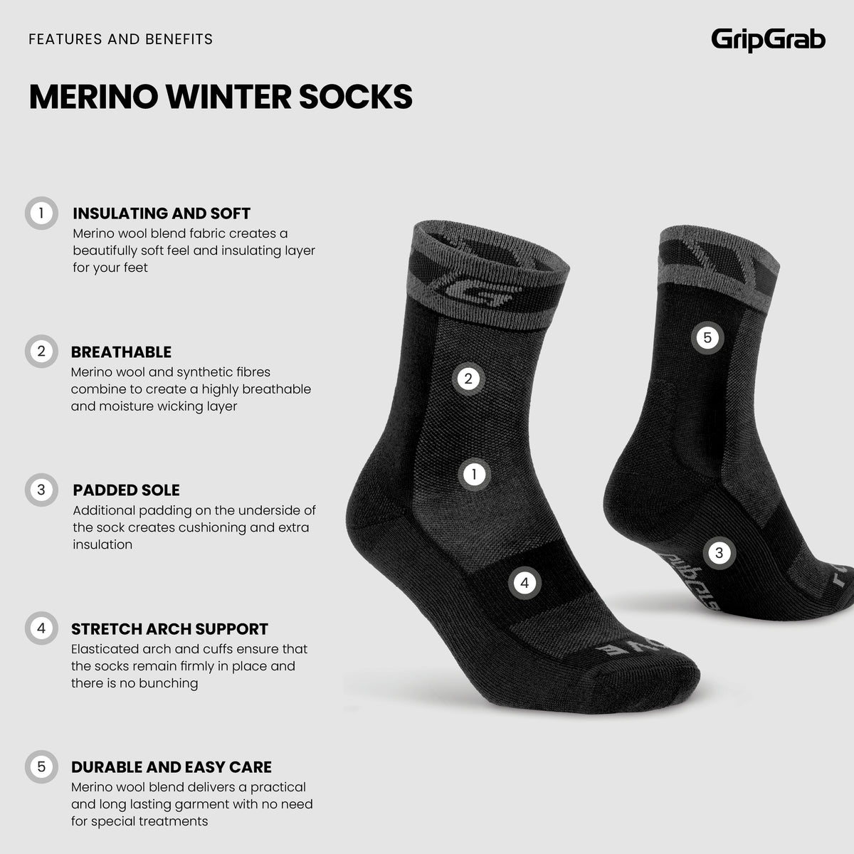 GripGrab Merino Winter Socks - merinosukat