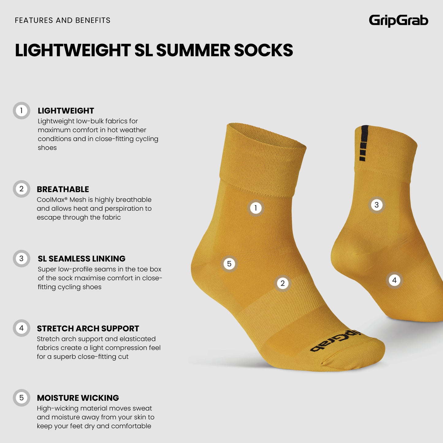 GripGrab Lightweight SL Regular Cut Summer Socks - sukat keskipitkällä varrella
