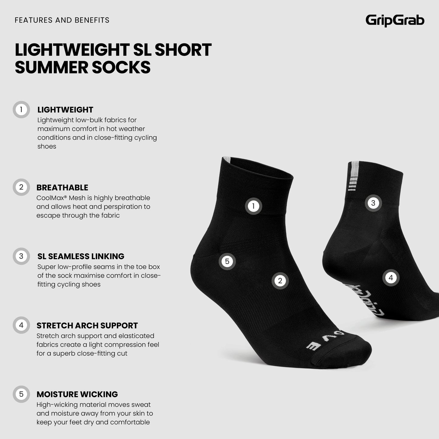 GripGrab Lightweight SL Short Summer Socks - sukat lyhyellä varrella