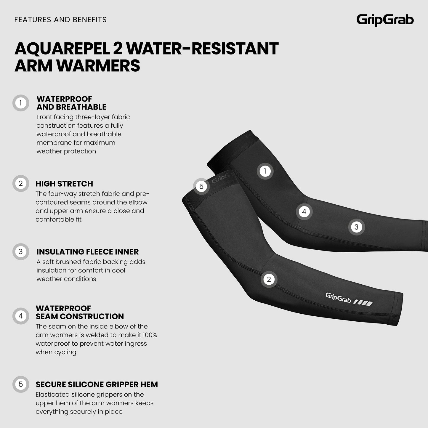 GripGrab AquaRepel 2 Water-Resistant Arm Warmers - vettähylkivät irtohihat