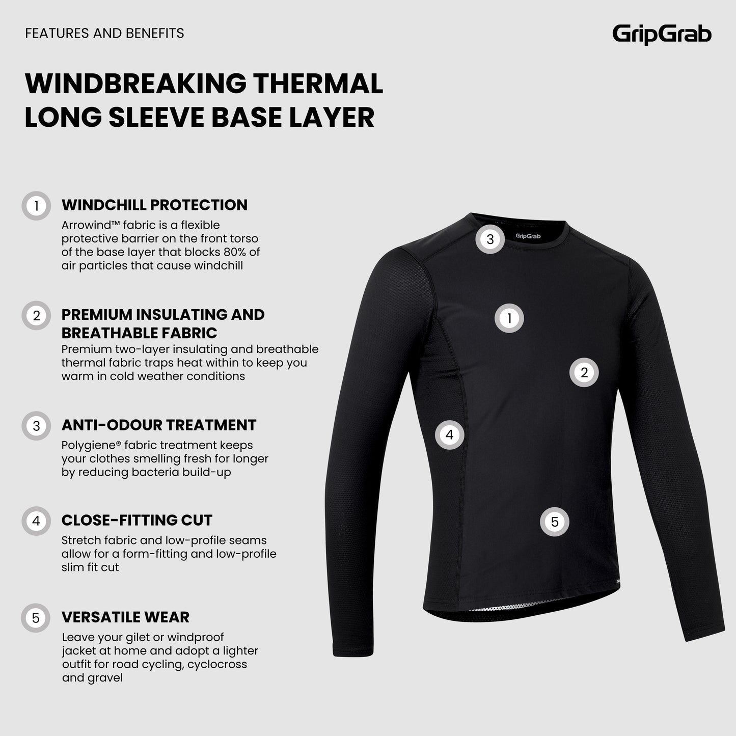 GripGrab WindBreaking Thermal Long Sleeve Base Layer - tuulenpitävä aluspaita