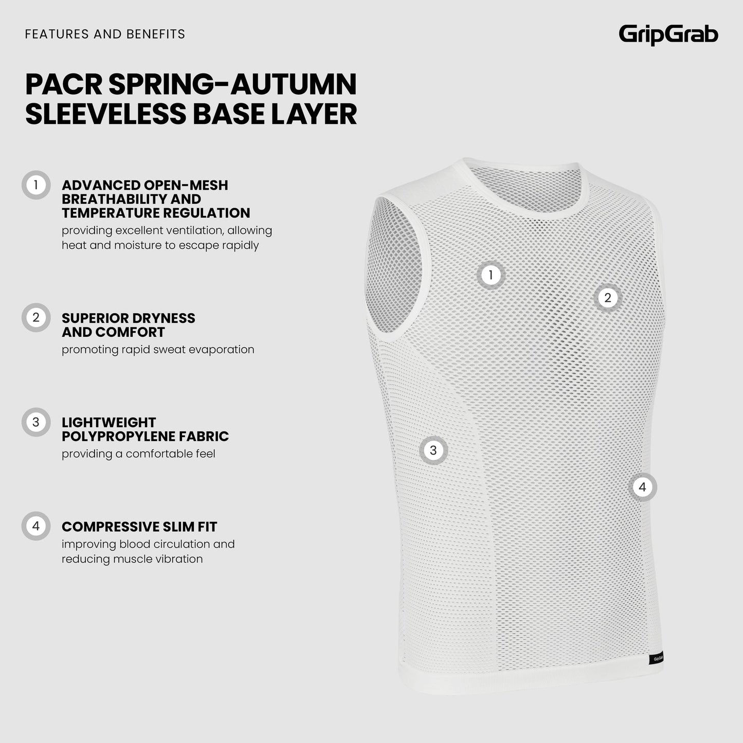 GripGrab PACR Spring-Autumn Sleeveless Base Layer - verkkoaluspaita