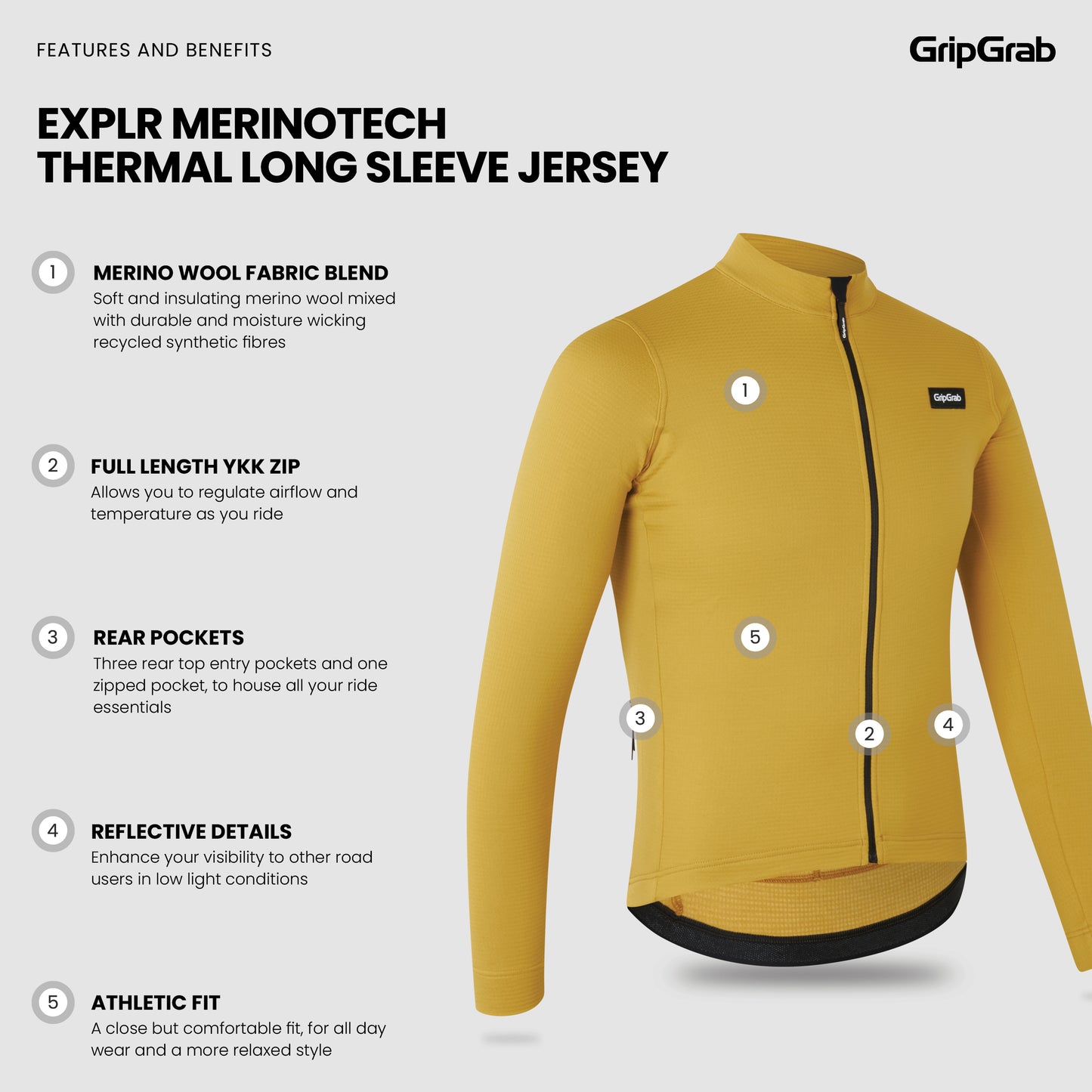 GripGrab EXPLR Merinotech Thermal Long Sleeve Jersey - pitkähihainen pyöräilypaita
