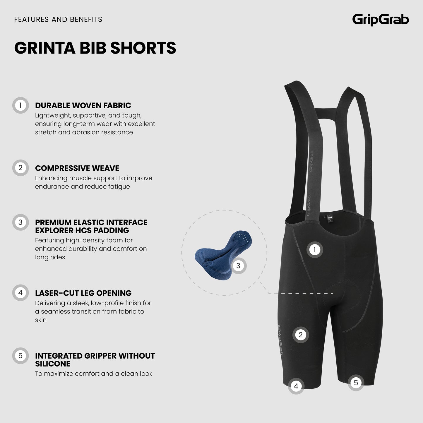 GripGrab Grinta Bib Shorts - pehmustetut pyöräilyhousut
