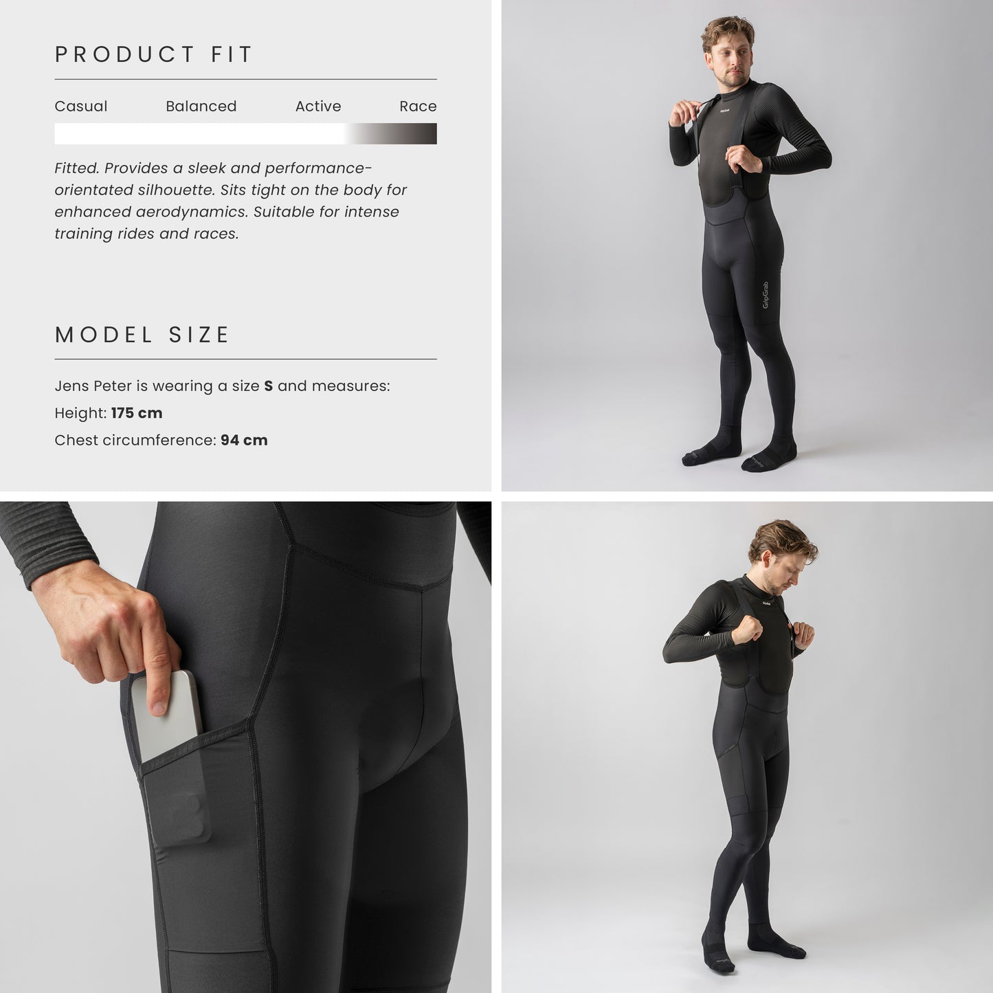 GripGrab PACR Thermal Bib Tights No Pad - pehmusteeton pitkä bibsi
