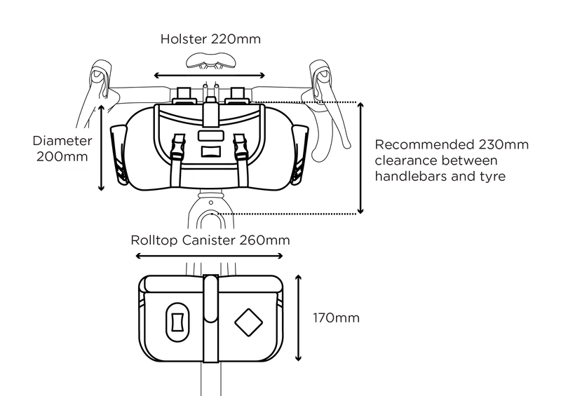 Restrap Holster Bar Bag Plus - tankolaukku 14 + 4 L