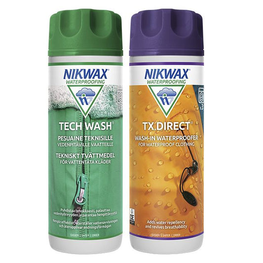 Nikwax Tech wash / TX.Direct 2 x 300 ml - pesuaine ja kylläste urheiluvaatteille